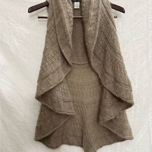 Renee’s NYC Made In Italy Mohair Wool Draped Waterfall Vest Neutral Boho M/L EUC